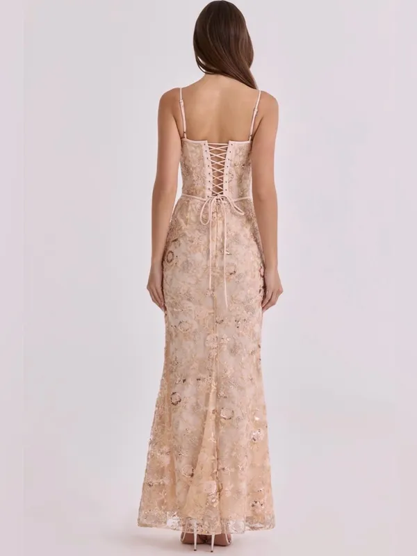 House of CB Blush Embroidered Lace Maxi Dress - Image 4