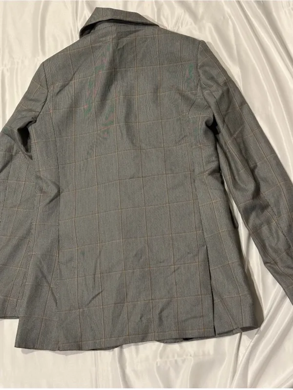 Walter Baker Windowpane Single-Breasted Blazer - Gray with Tan Check - Image 4