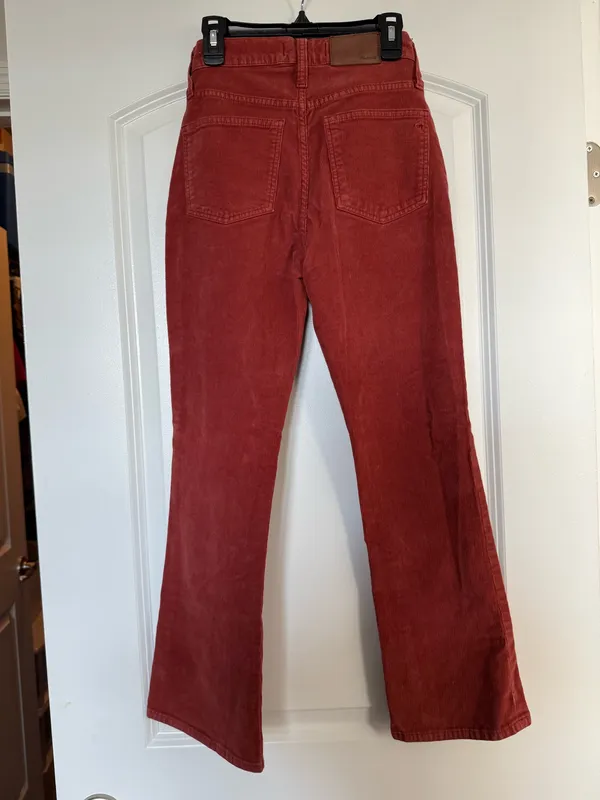 NWOT Madewell Cali Demi Boot Cut Corduroy Pants Size 24 Cropped High Rise Rust Red - Image 5