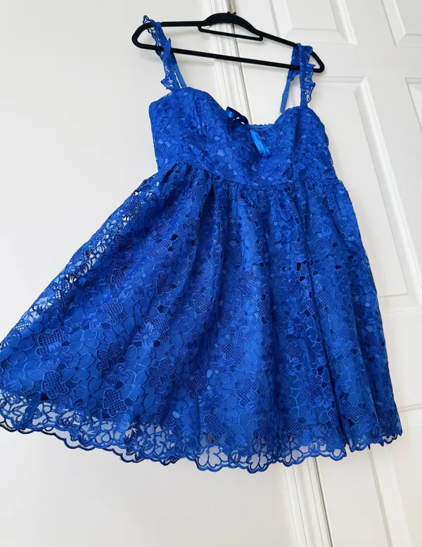 Anthropologie Ruffle-Strap Corset Lace Mini Dress, Size S - Image 9