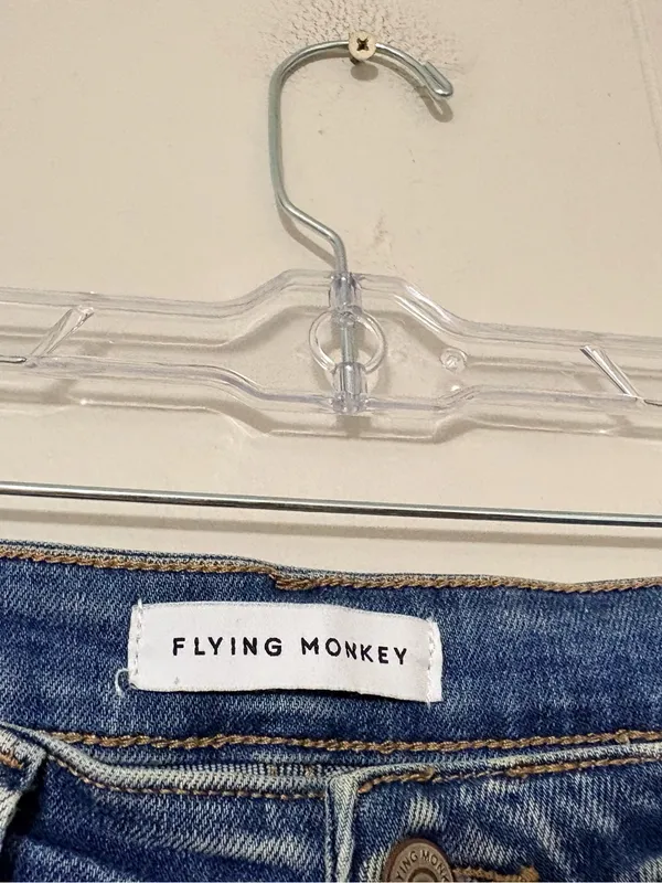 Vervet Flying Monkey High Rise Flare Jeans Womens 29 Distressed Raw Hem Stretch Blue - Image 4