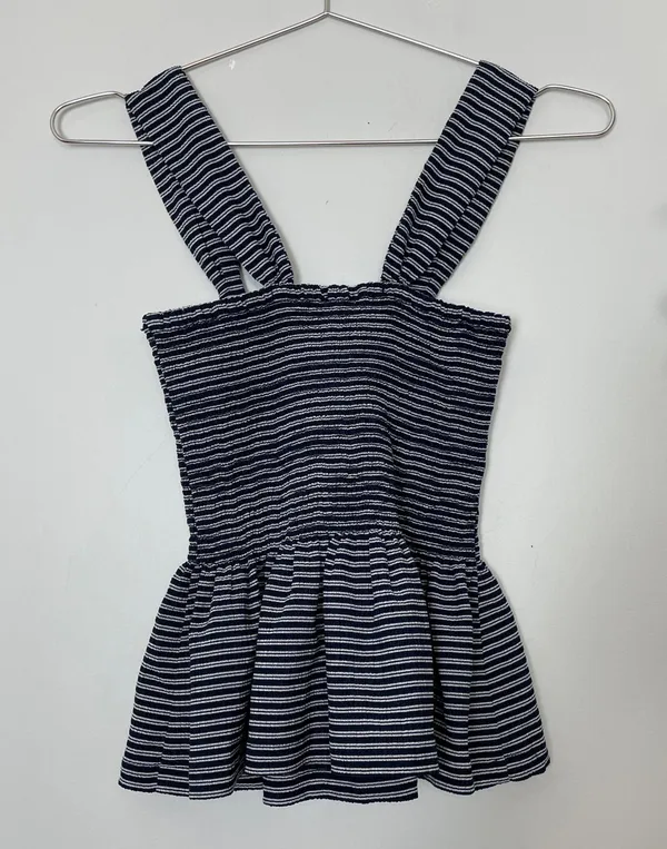 Madewell Texture & Thread Smocked Peplum Tank Top in Stripe - Image 10