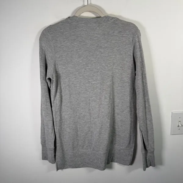Alo Yoga Glipse Crewneck Sweatshirt Grey Athleisure Side Slit Oversized Women Sm - Image 8