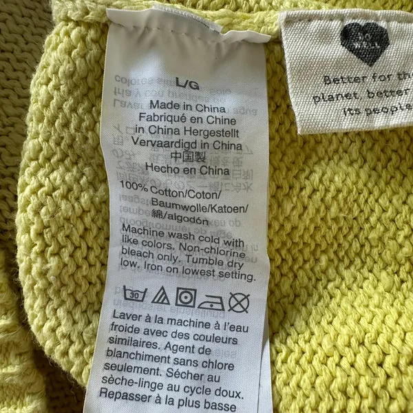 L Madewell Dip-Dye Raglan Sweater Tee Knit Top yellow short raglan sleeves - Image 5