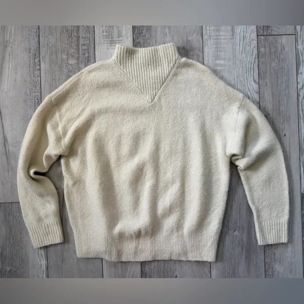 Madewell Neutral Clean Chic Minimalistic Dillon Mock Neck Pullover Sweater large - Image 4