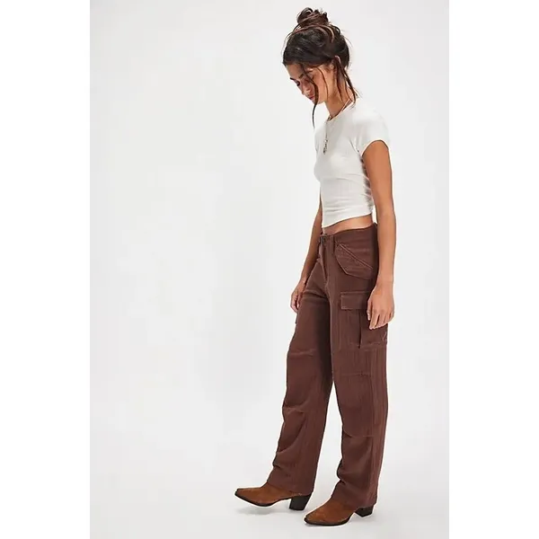 Free People‎ We The Free Last Catch Check Trousers Brown Slouchy Pants XS 2 - Image 4