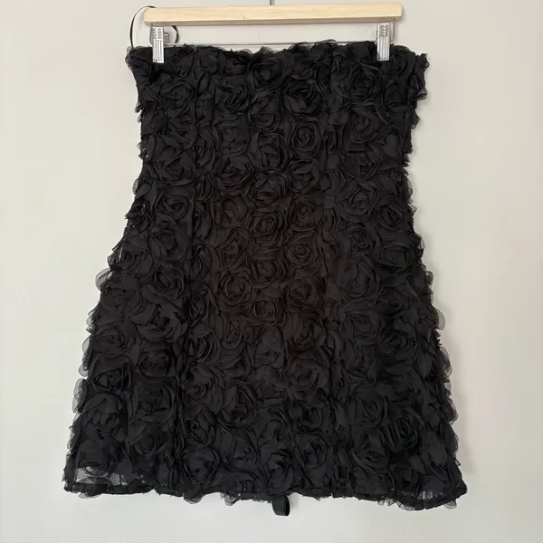 White Fox Pretty Women Mini dress floral tulle Black Strapless size M black - Image 3