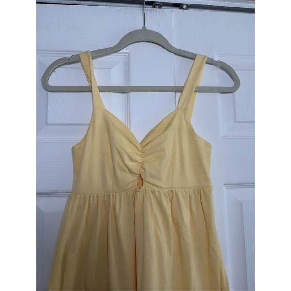 Vanilla Star Tiered Maxi Dress Womens Size S Yellow Boho Summer Cotton Blend - Image 2