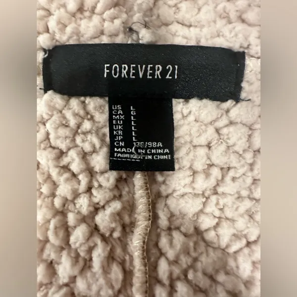 Forever 21 Faux Sherpa Long Vest Brown and White Large - Image 7