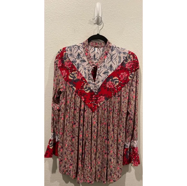Free People Wildflower Bohemian Fields Long Sleeve Multicolor Tunic - Image 4