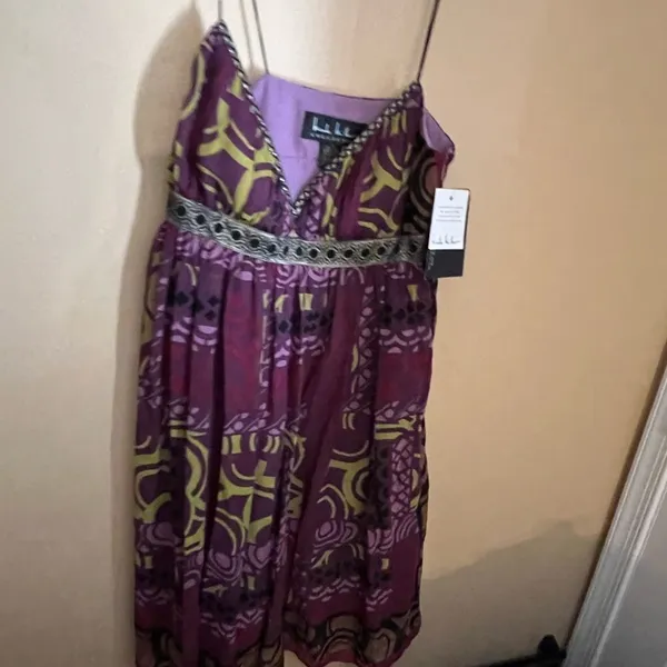 NWT nicole miller silk purple dress‎ 4 - Image 4