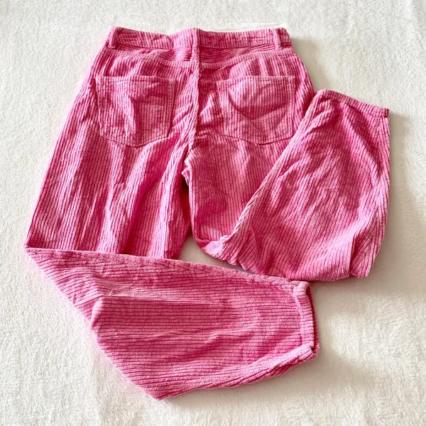 ASOS‎ Pink Corduroy High Waisted Pants Womens Size 30 Y2K Retro Cotton Trousers - Image 8