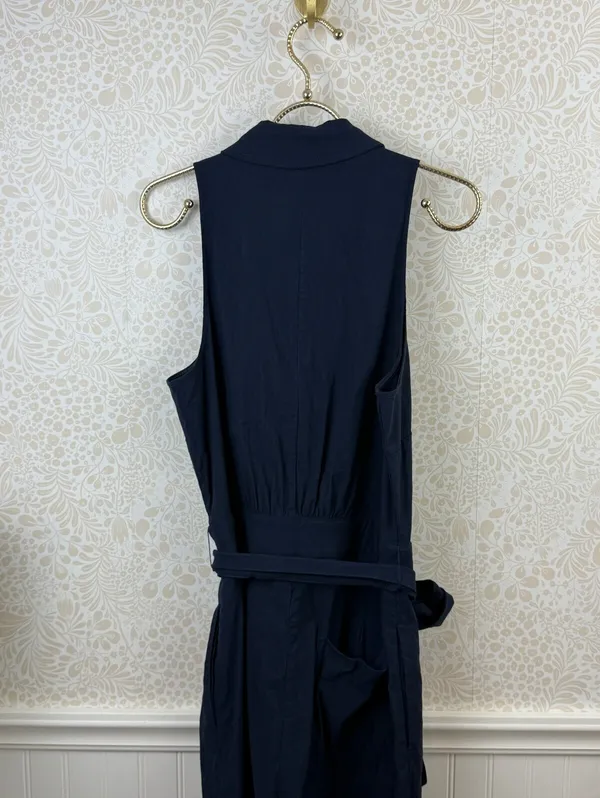 Maeve by Anthropologie Navy Halter Button-Front Sleeveless Jumpsuit - Size - 12 - Image 9