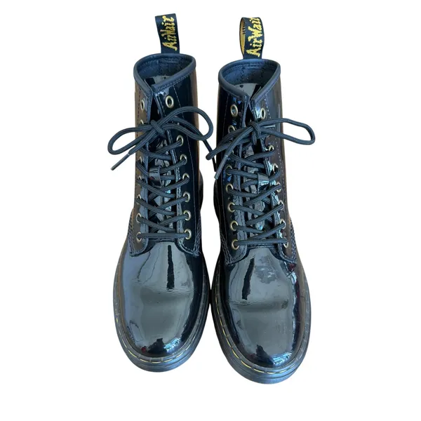 Dr Martens Zavala Boots Women’s 7 Black Patent Leather 8 Eye Combat Docs Grunge - Image 2
