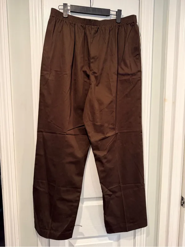 NWT Alfred Dunner Size 14 Chocolate Brown Pull On Cotton Stretch Pants - Image 5