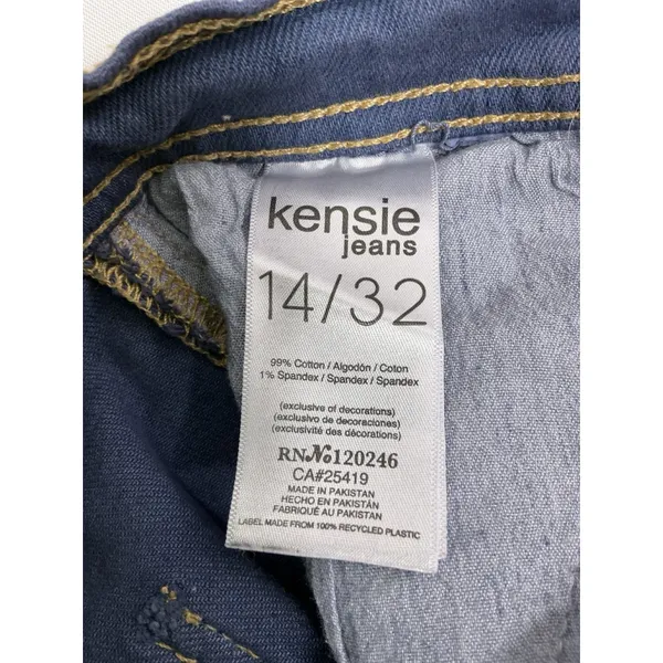 Woman’s Kensie Vtg Luxe The Kaya Wide Leg Capri Blue Jeans 14/32 Frayed Hem - Image 4