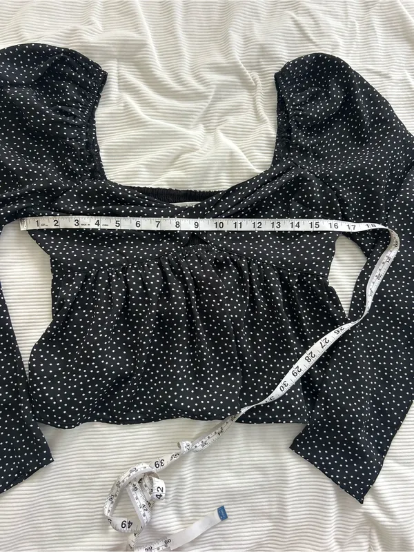Abercrombie Black Polka Dot Long-Sleeve Peplum Top - Image 5