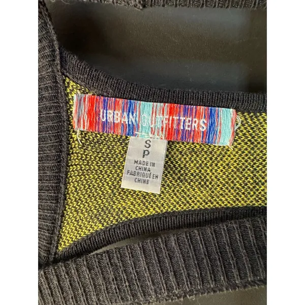 Urban Outfitters Sunflower Knit Mini Dress Black‎ Yellow Halter Racerback Small - Image 3