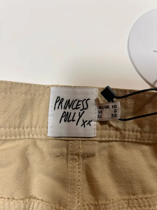 NWT Princess Polly Lydie Cargo Mini Skirt Beige Khaki Size 6 - Image 4