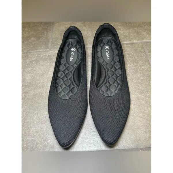 Vivaia Aria Walker Black Pointed Toe Knit Ballet Flats Women’s Shoe Size 11 - Image 4