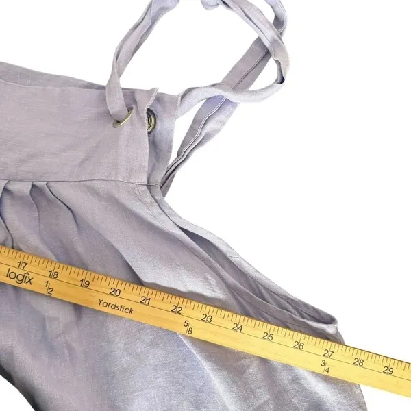 Womens Tiered Tie Should BOHO Pinafore Maxi Dress OS Lavender 100% Linen - Image 14