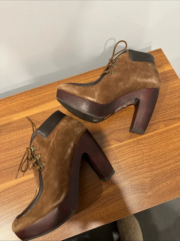 Lucky Brand Brown Suede Platform Heeled Boots - Image 5