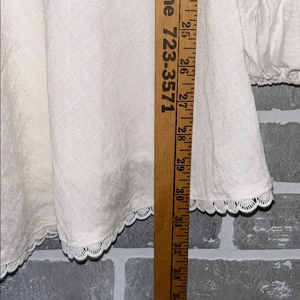 NWT‎ Saints + Secrets White Babydoll Mini Dress Boho Cottagecore Puff Sleeve M - Image 9