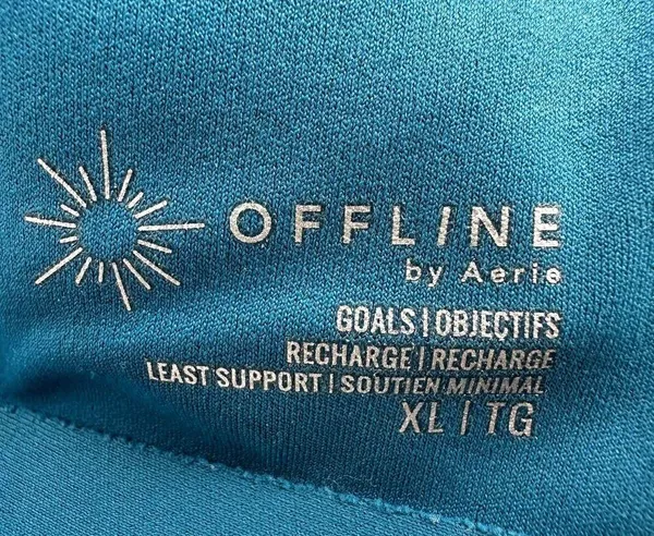 OFFLINE By Aerie Goals Strappy Sports Bra Light Support Padded Athletic Blue XL - Image 4