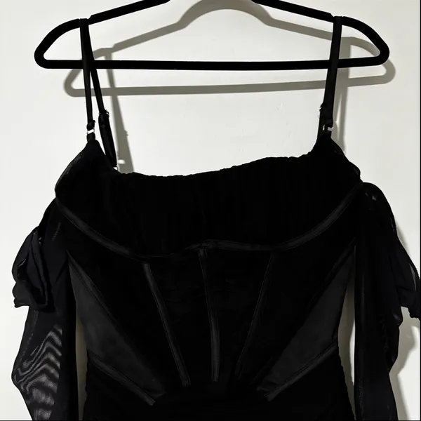 House of CB Freyja Satin Ruched Long Sleeve Body-Con Dress Size - Image 4