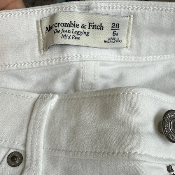 Abercrombie & Fitch The Jean Legging‎ Mid Rise White Skinny Jeans 28 6R NEW - Image 3