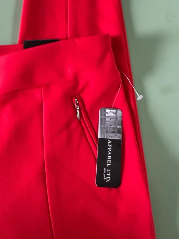 SOHO Apparel Red Slim Ankle Pants Zip Pocket Stretch Career Chic Size M NWT - Image 11