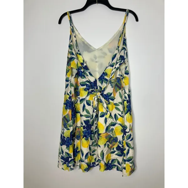 Davi & Dani sundress lemon and tropical bird design‎ back tie womens size medium - Image 3
