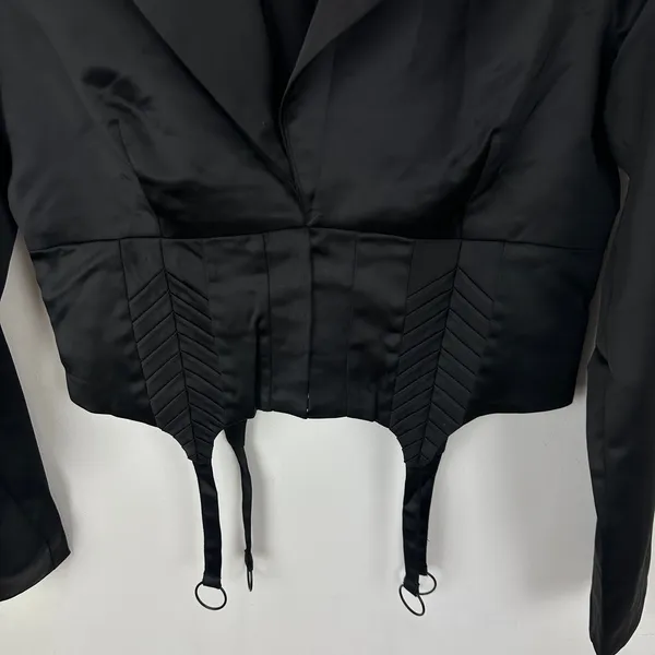 NEW Naked Wardrobe Blazer Jacket Satin Black Cropped Corset Small - Image 7
