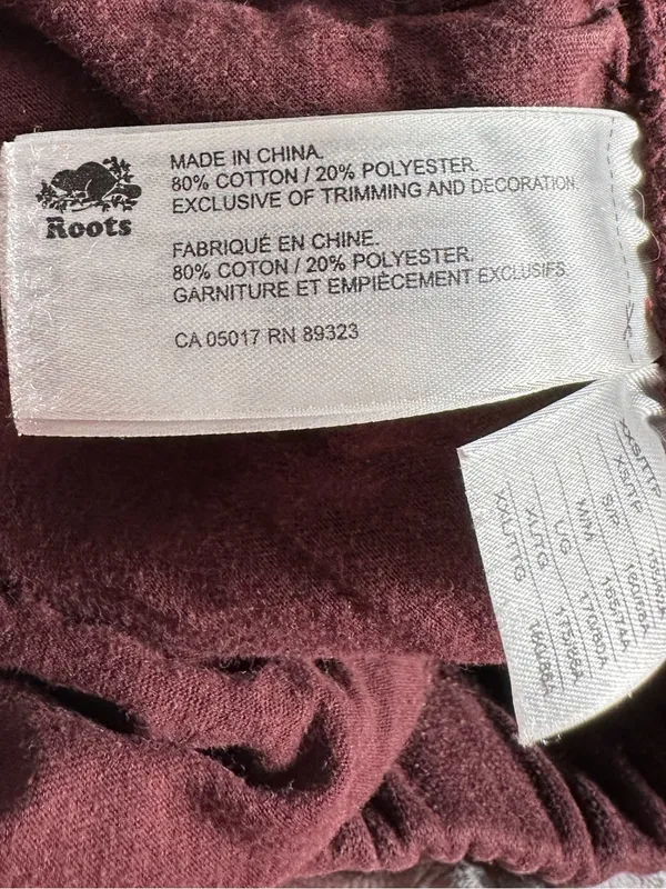 Roots‎ Original Sweatpants Burgundy Fleece Jogger Drawstring Size Small - Image 9