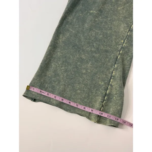 Zenana Acid Washed French Terry Palazzo Pants Small Olive Green Drawstring - Image 9