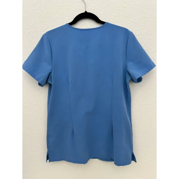 FIGS Technical Collection Womens Scrub Top Size S Blue Short Sleeve V Neck Stain - Image 3