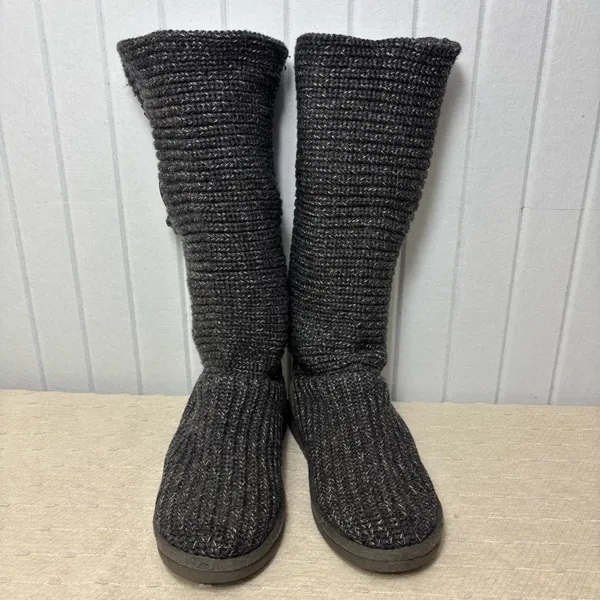 UGG Australia Cardy Tall Black Sweater Knit Button Boots Women’s Size US‎ 7 - Image 3