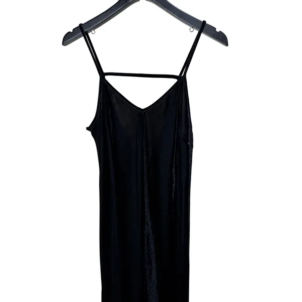 Forever‎ 21 Contemporary Black Velvet Open Back Maxi Slip Dress Small - Image 2