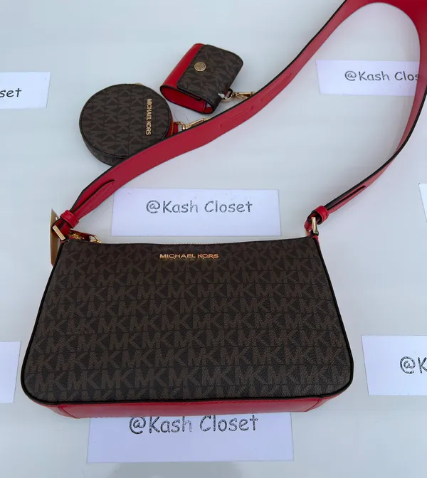 MK Jet Set Travel SM Crossbody With Tech Attach -Flame - Image 2