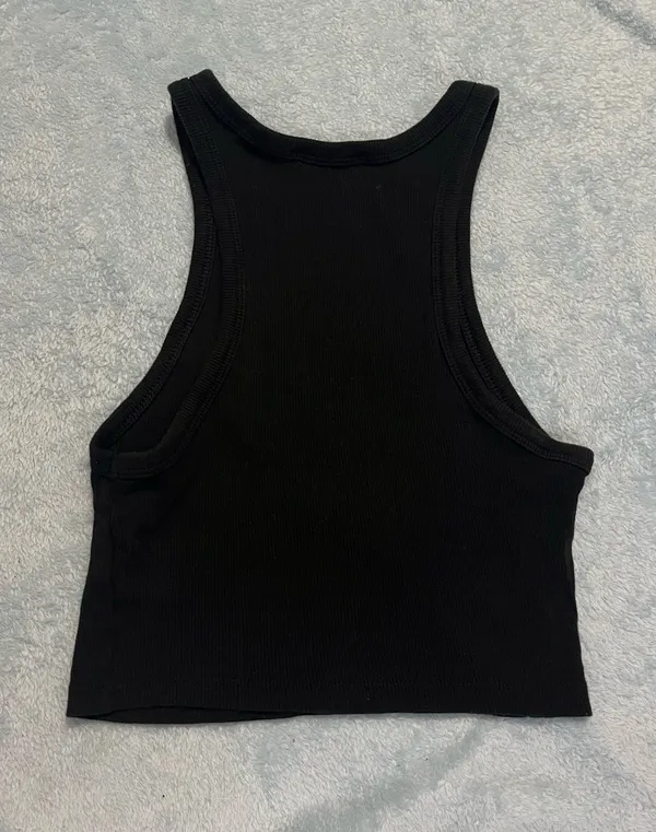 ZARA Black Tank Top Ribbed Crop - Image 2