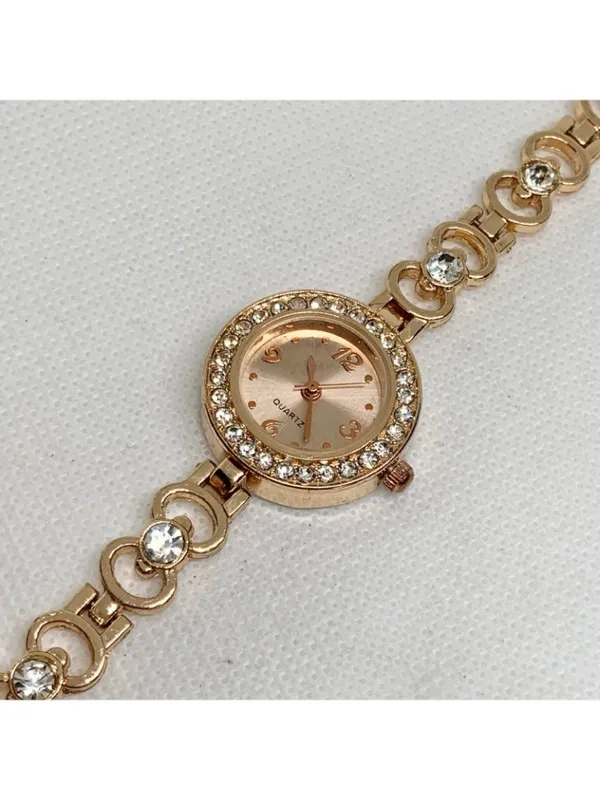 Blear women’s watch rose gold tone 24mm quartz rhinestones up to 7.5” running - Image 9