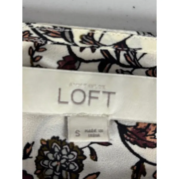 LOFT Black Cream Floral Button Down Blouse Small Office Workwear‎ Professional - Image 5