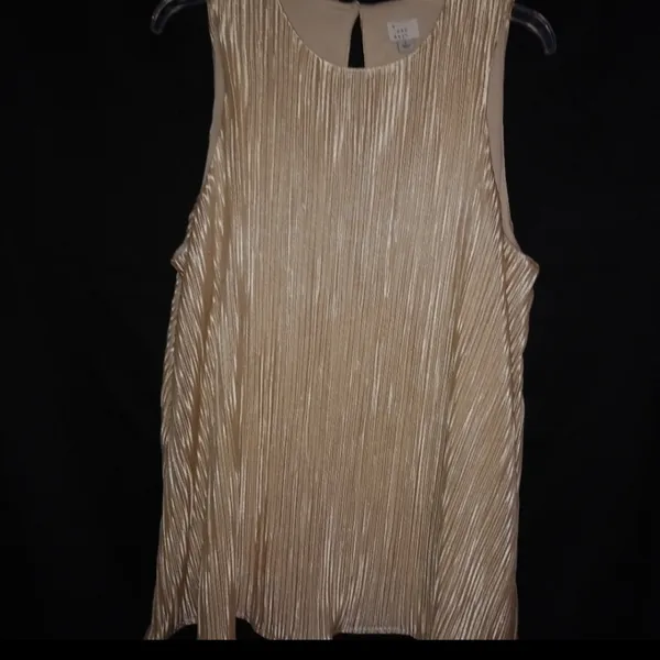 A New Day L Workwear or Formal Champagne Krinkle Satin Top - Image 2