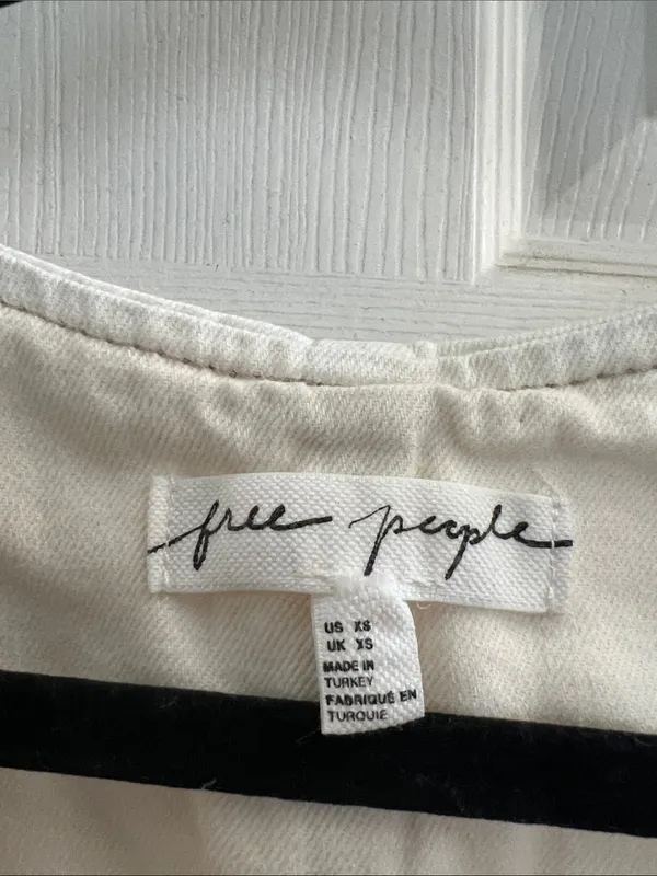Free People Rider Denim Vest - Cropped Button Front, Ivory, Boho Western size XS - Image 4