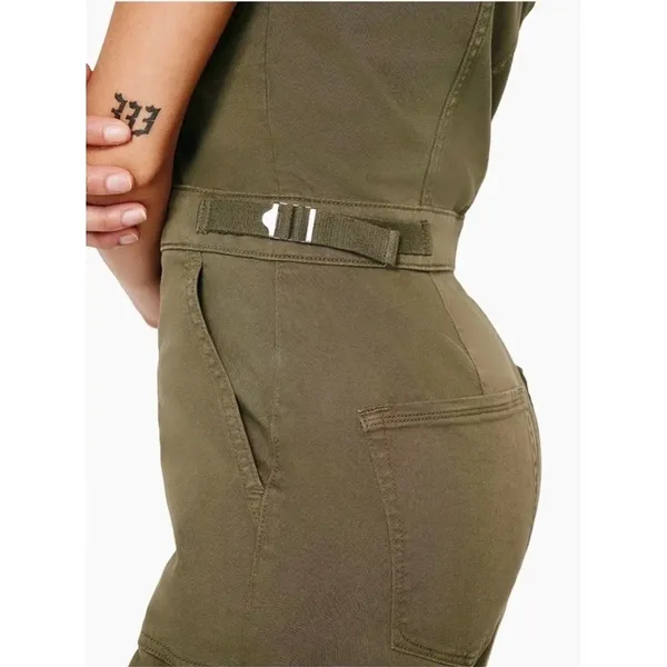 Good American Fit For Success Denim Jumpsuit Olive Utility Straight Leg Size S - Image 7