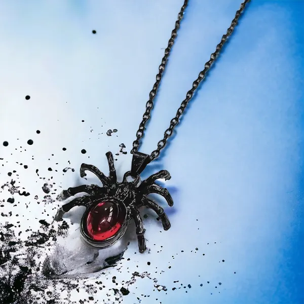 Gothic Black/Red Cute Spider‎ Pendant Necklace Punk Retro Style Fashion Jewelry - Image 4