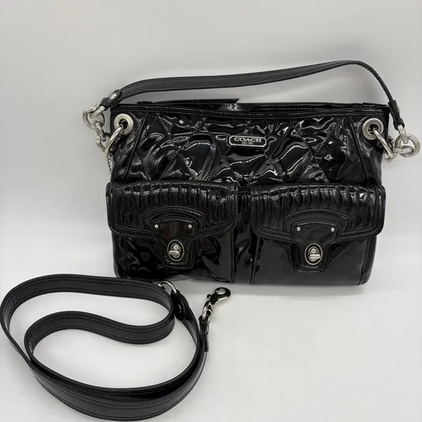 Vtg Y2K Coach Poppy Purse Liquid Gloss Turn Lock Black Quilted Pink Lining 18678 - Image 14