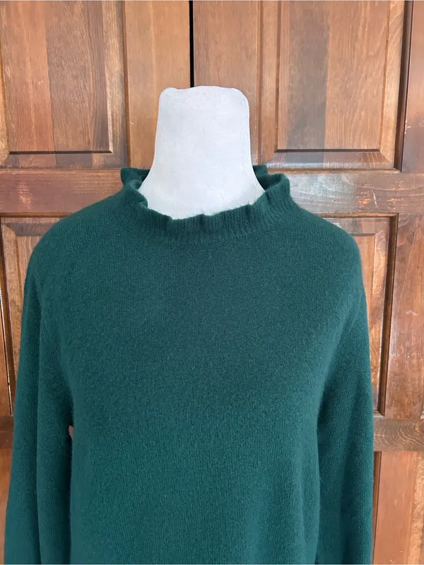 NWT J. Crew Factory Extra Soft Yarn Ruffleneck Sweater Dress Emerald Green M - Image 3