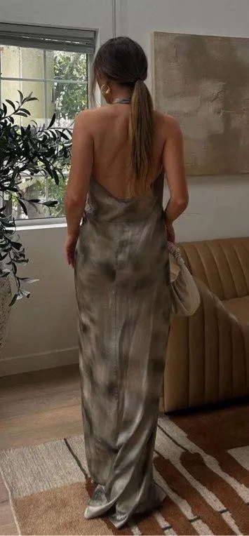 Zara Dress maxi multiposition satin effect wedding party coctail - Image 4