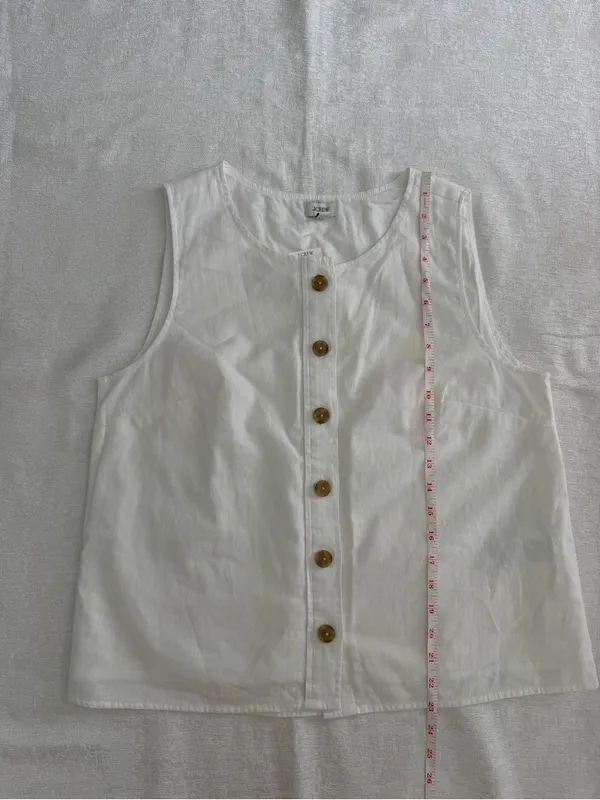 J.Crew Linen Blend Button Front Shell Top Vest White Size M NWT - Image 10